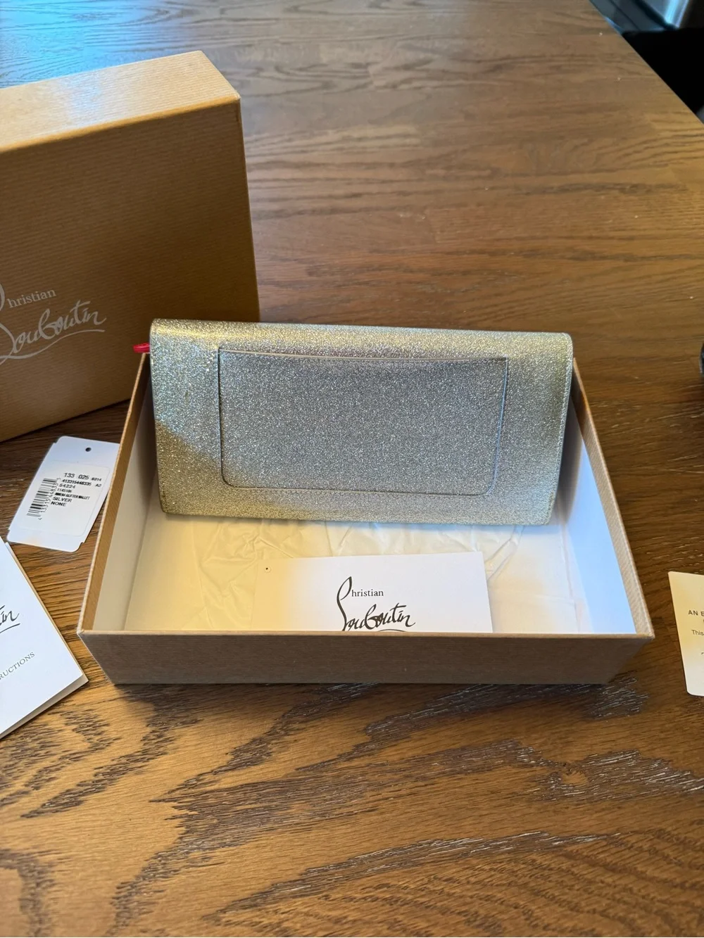 Christian Louboutin Gold Glitter Evening Clutch or wallet